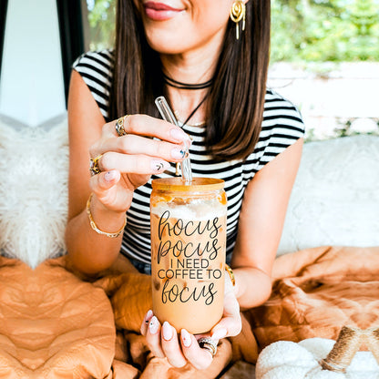 Hocus Pocus 20oz Glass Tumbler With Bamboo Lid, Stainless Straws and Cleaner