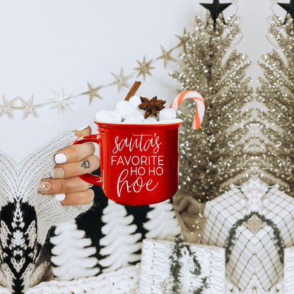 Ho Ho Hoe Holiday Mug 14.5oz Ceramic Campfire Style Double Sided Red Or Green Microwave Safe