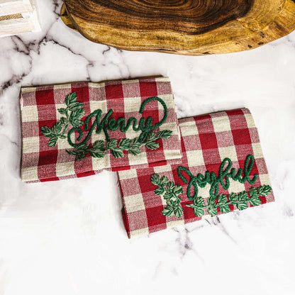 Holiday Charcuterie Board Set With Tartan Kitchen Towels - 2-Piece Gift