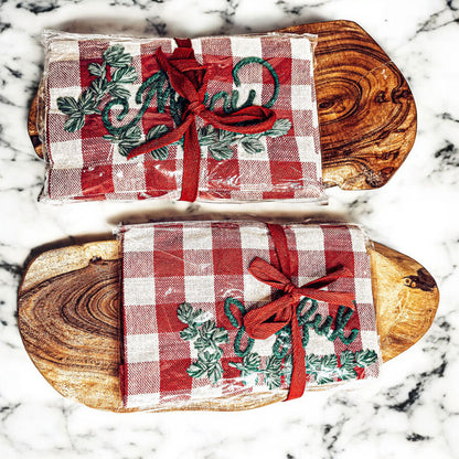 Holiday Charcuterie Board Set With Tartan Kitchen Towels - 2-Piece Gift