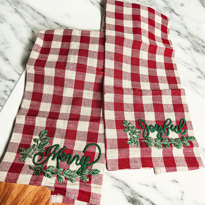 Holiday Charcuterie Board Set With Tartan Kitchen Towels - 2-Piece Gift