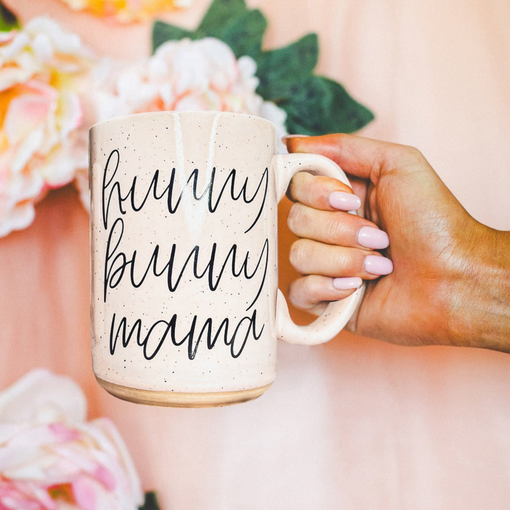 Hunny Bunny Mama Ceramic Mug 16oz Large Pastel Coffee Cup Blue Pink