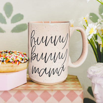 Hunny Bunny Mama Ceramic Mug 16oz Large Pastel Coffee Cup Blue Pink