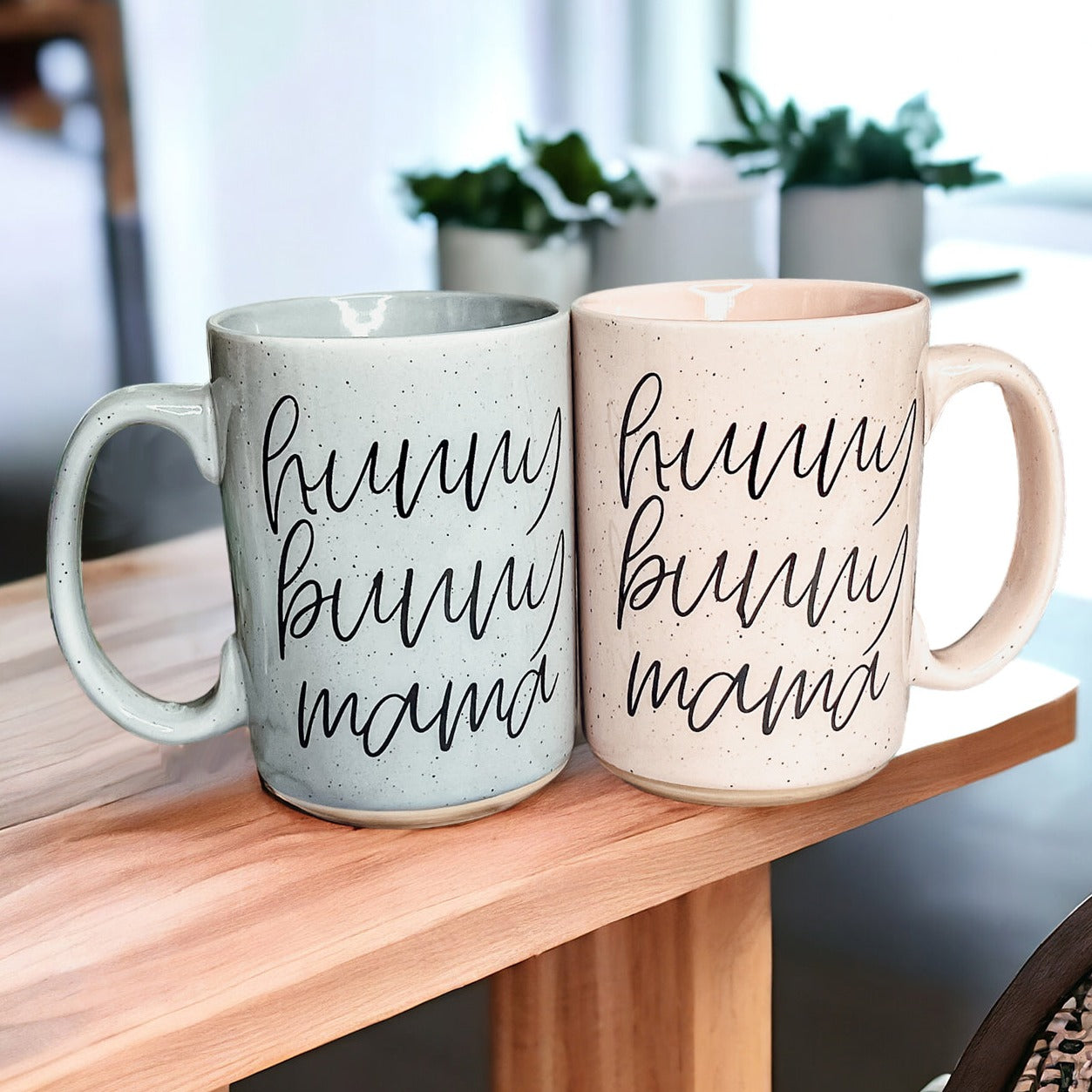 Hunny Bunny Mama Ceramic Mug 16oz Large Pastel Coffee Cup Blue Pink