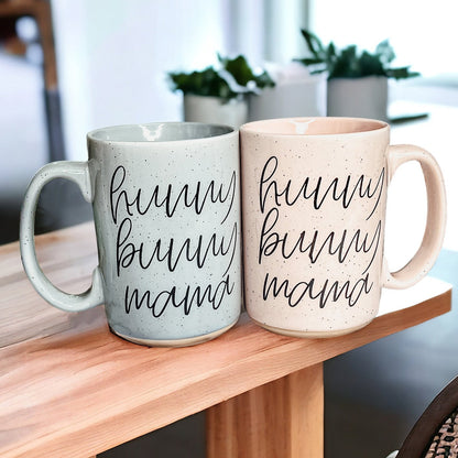 Hunny Bunny Mama Ceramic Mug 16oz Large Pastel Coffee Cup Blue Pink