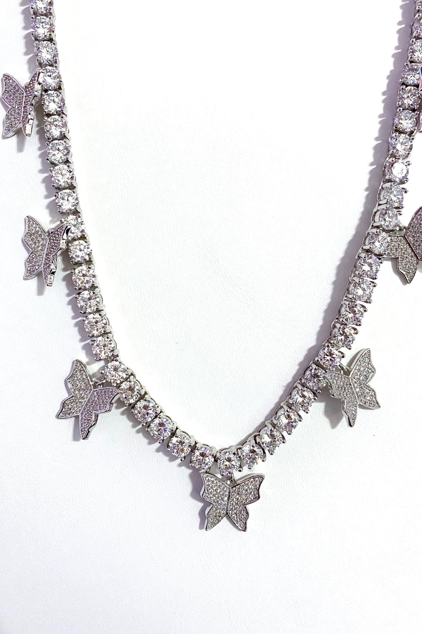 Iced Butterfly Choker Necklace Crystal Tennis Chain