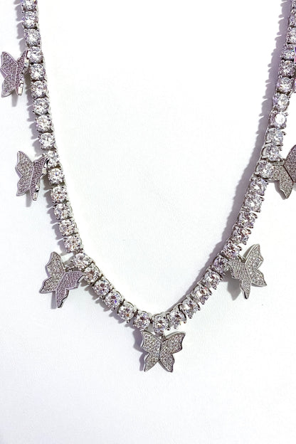 Iced Butterfly Choker Necklace Crystal Tennis Chain