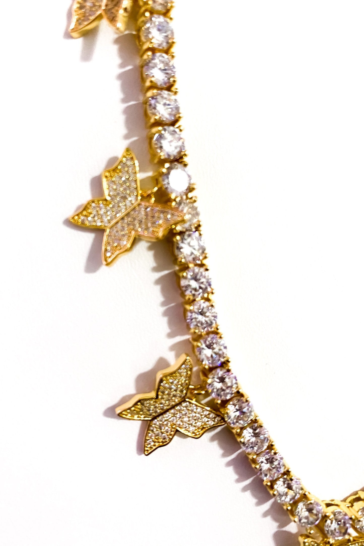 Iced Butterfly Choker Necklace Crystal Tennis Chain