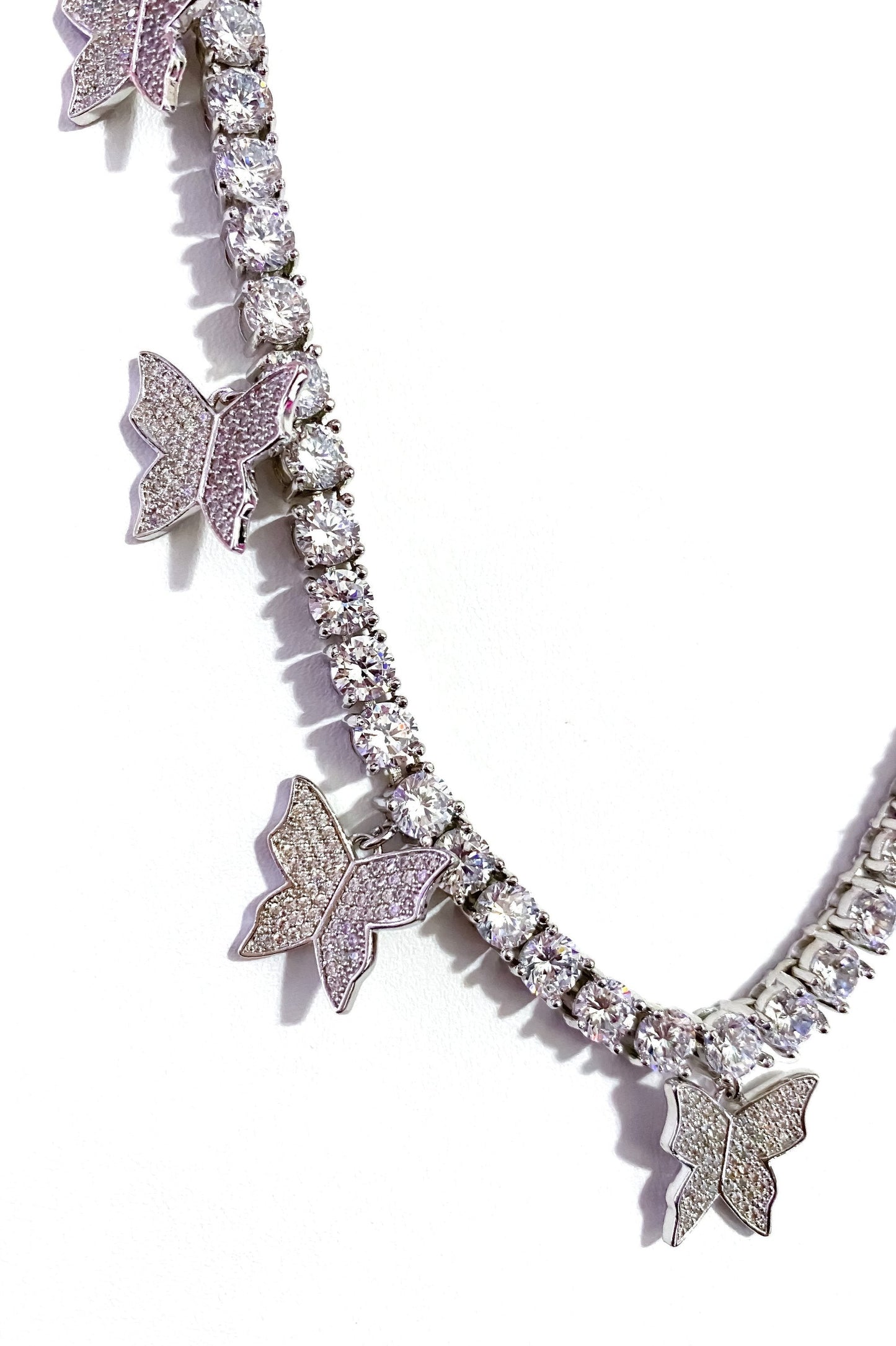 Iced Butterfly Choker Necklace Crystal Tennis Chain