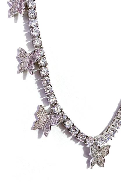 Iced Butterfly Choker Necklace Crystal Tennis Chain