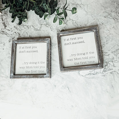Funny Mom Quote Rustic Wood Sign 7x7 Inch Wall Desk Shelf Plaque Mom Told You