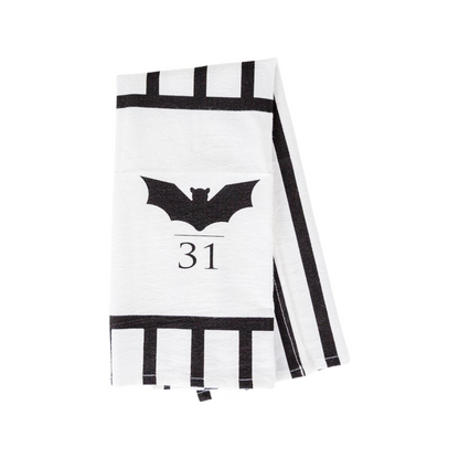 Halloween Tea Towel Bat 31 Vs Mummy Black White Cotton Dish Towel Kitchen Hand Towel Decor