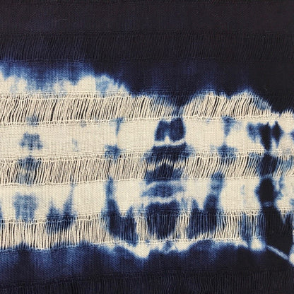 Indigo Stripe Cotton Scarf Oversized Lightweight Hand-Dyed Travel Wrap