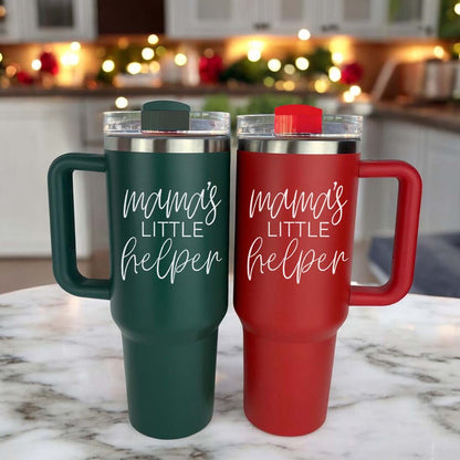 Insulated 40oz Travel Mug With Handle Lid And Straw, Green Option, Mom Gift