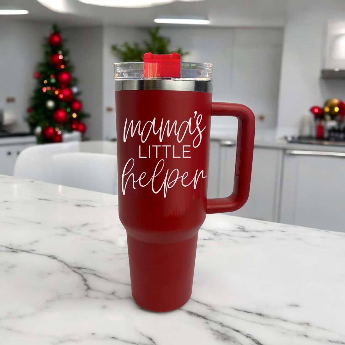 Insulated 40oz Travel Mug With Handle Lid And Straw, Green Option, Mom Gift