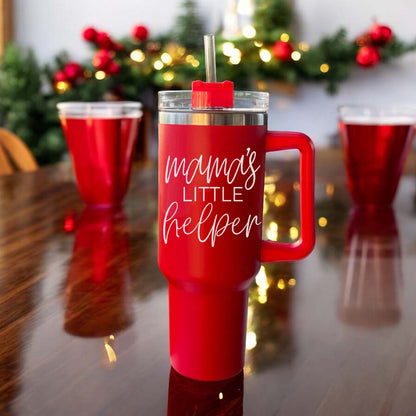 Insulated 40oz Travel Mug With Handle Lid And Straw, Green Option, Mom Gift