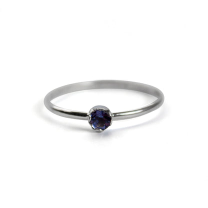 Iolite Sterling Silver Ring Delicate Minimalist Band