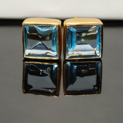 Jasmine Topaz Square Stud Earrings Sterling Silver