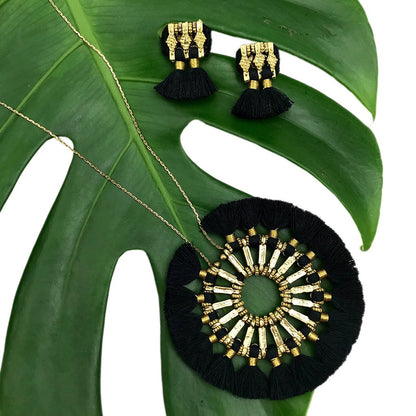 Jhumka Tassel Earrings Boho Handmade Cotton Tassels Zinc Alloy 4 Colors
