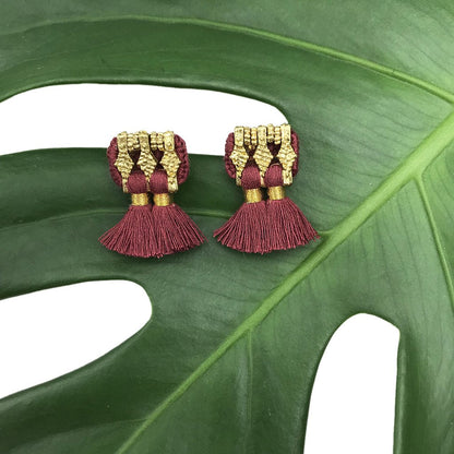 Jhumka Tassel Earrings Boho Handmade Cotton Tassels Zinc Alloy 4 Colors