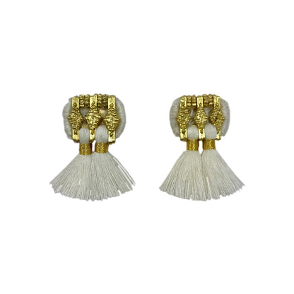 Jhumka Tassel Earrings Boho Handmade Cotton Tassels Zinc Alloy 4 Colors