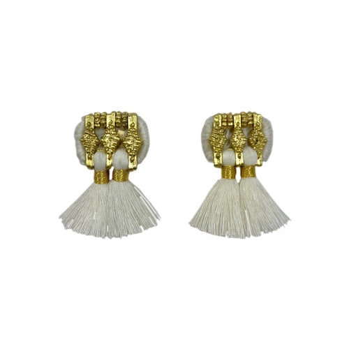 Jhumka Tassel Earrings Boho Handmade Cotton Tassels Zinc Alloy 4 Colors