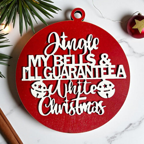 Handcrafted Wooden Christmas Ornaments Set Jingle Bells 12 Colors 3D