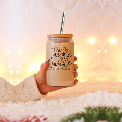17oz Glass Tumbler With Bamboo Lid And Stainless Straws - Coffee Lover Gift