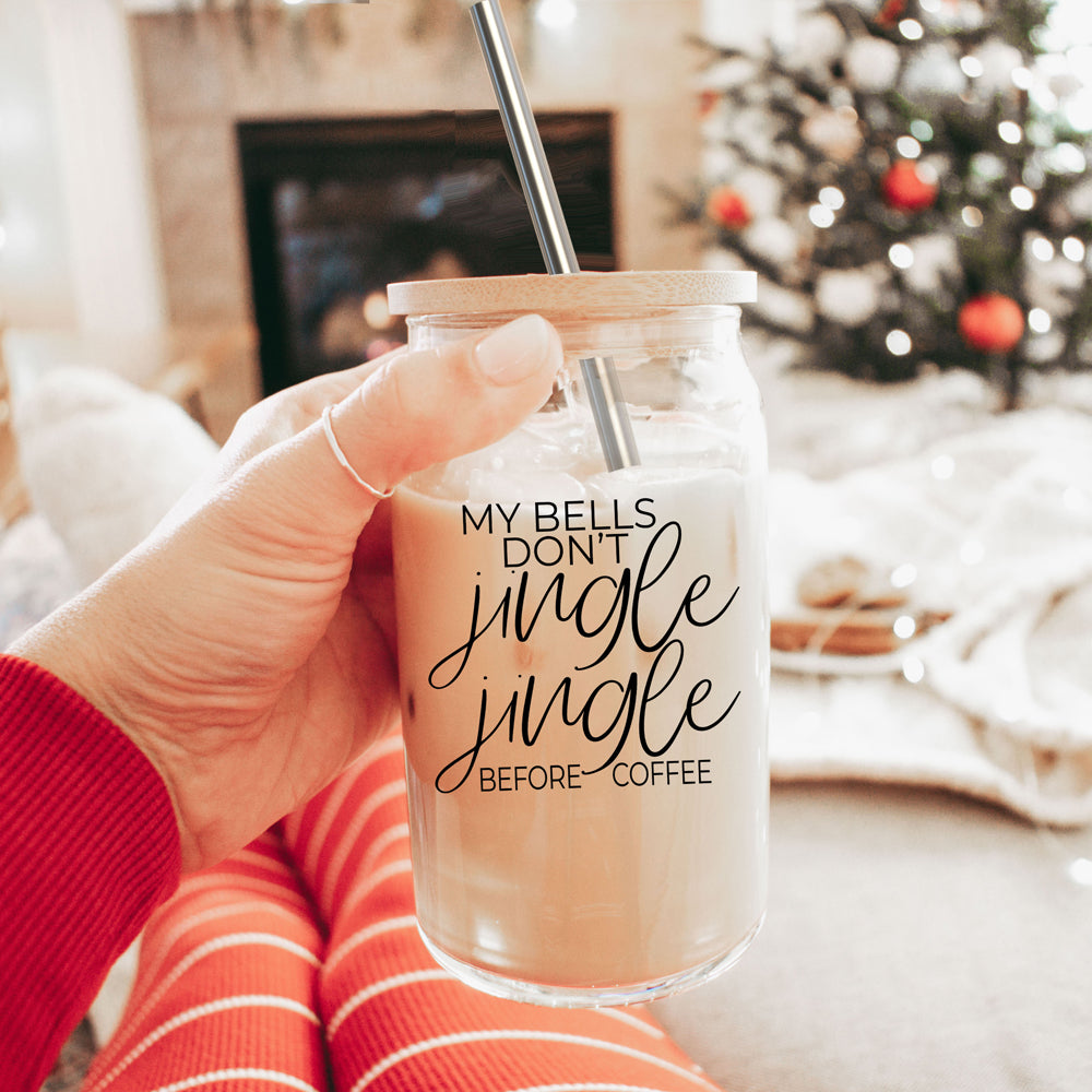 17oz Glass Tumbler With Bamboo Lid And Stainless Straws - Coffee Lover Gift