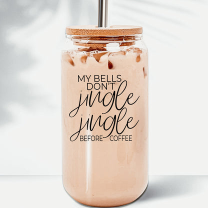 17oz Glass Tumbler With Bamboo Lid And Stainless Straws - Coffee Lover Gift