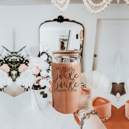 17oz Glass Tumbler With Bamboo Lid And Stainless Straws - Coffee Lover Gift