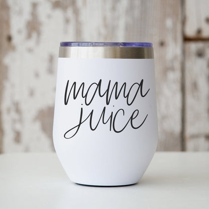 Mama Juice 12oz Stainless Steel Travel Mug With Lid BPA Free Insulated Coffee Tea Cup