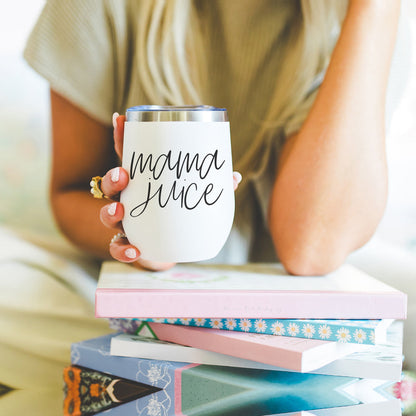 Mama Juice 12oz Stainless Steel Travel Mug With Lid BPA Free Insulated Coffee Tea Cup