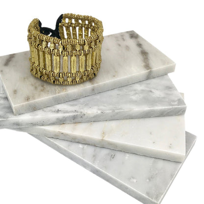 Kada Cuff Handwoven Metal Beads Cotton Thread Boho Indian Inspired 7.5in
