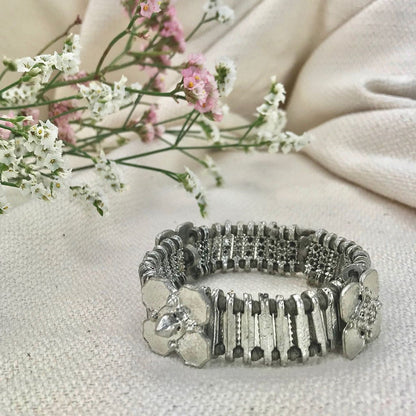 Kali Flower Bracelet Boho Handwoven Metal Beads Cotton Thread Adjustable