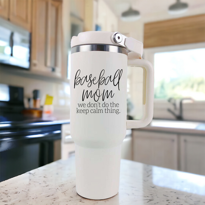 Baseball Mom 40oz Tumbler With Handle Straw Spill Proof Spout Travel Cup