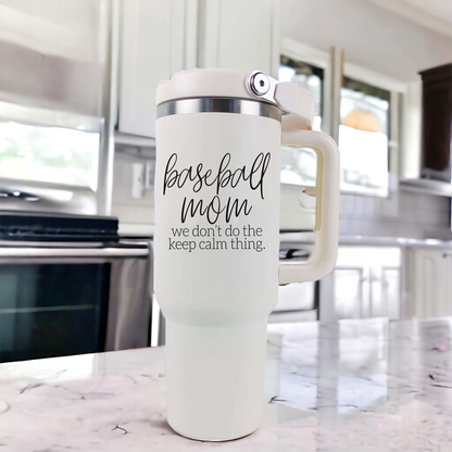 Baseball Mom 40oz Tumbler With Handle Straw Spill Proof Spout Travel Cup