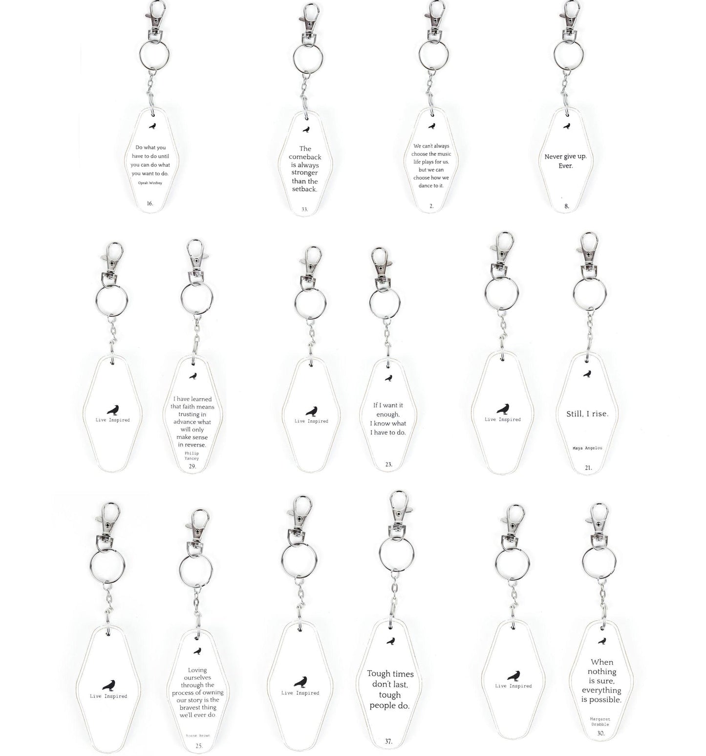 Wooden Inspirational Key Chains Reversible Heavy Duty Motivational Quotes Keyring Set 10 Plus Styles