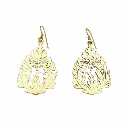 Khmer Temple Recycled Brass Earrings Handcast From Cambodian Bombshell Metal