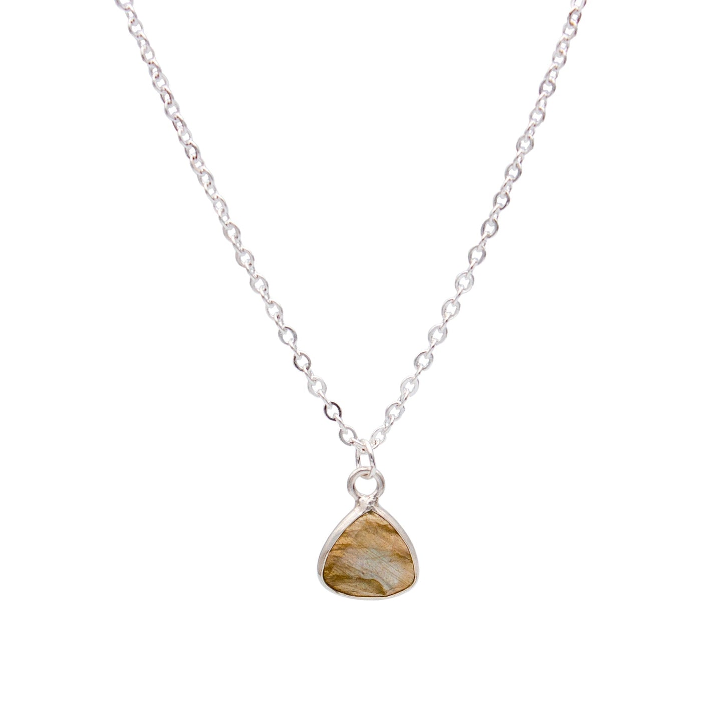 Labradorite 10mm Silver Plated Pendant Necklace 18in
