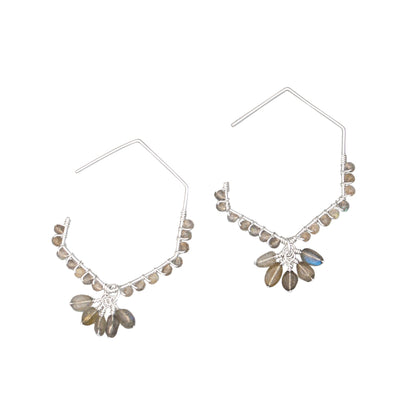 Labradorite Drop Earrings Sterling Silver Dangle Hooks