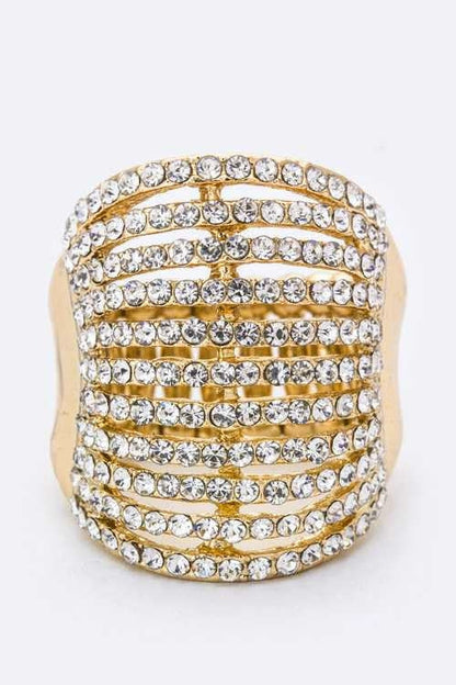 Layered Crystal Stretch Ring Adjustable Multi Row Sparkle
