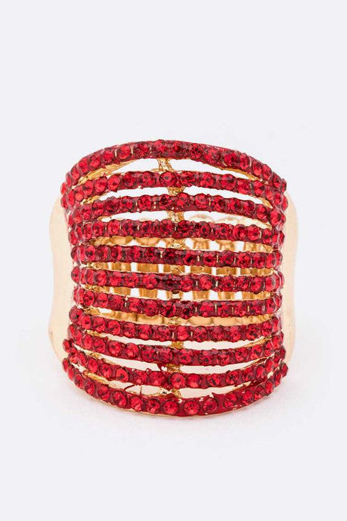 Layered Crystal Stretch Ring Adjustable Multi Row Sparkle