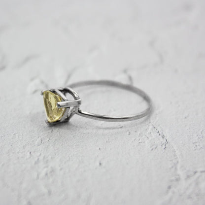 Lemon Topaz Sterling Silver Ring Trillion Cut Gem For Women