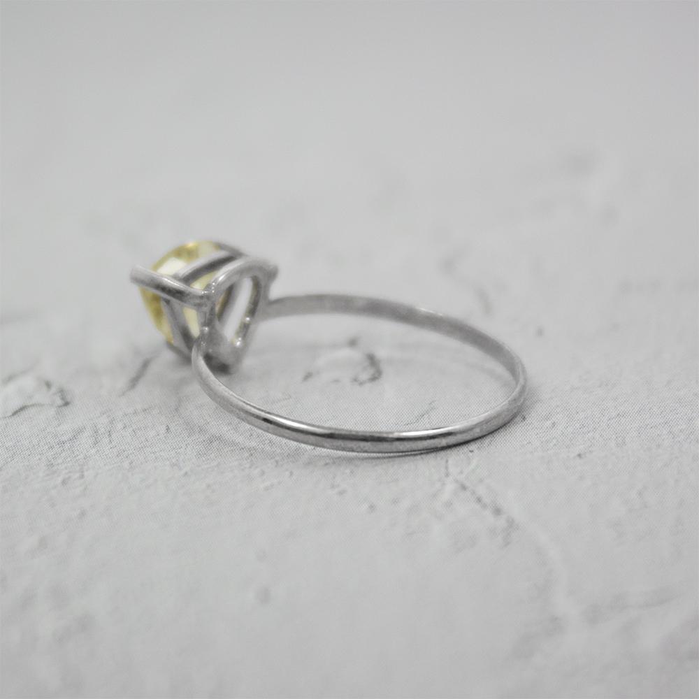 Lemon Topaz Sterling Silver Ring Trillion Cut Gem For Women