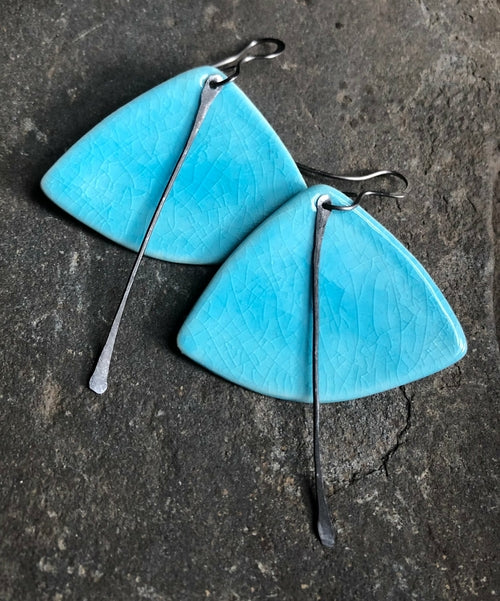 Lightweight Ceramic Boho Statement Dangle Earrings Handmade