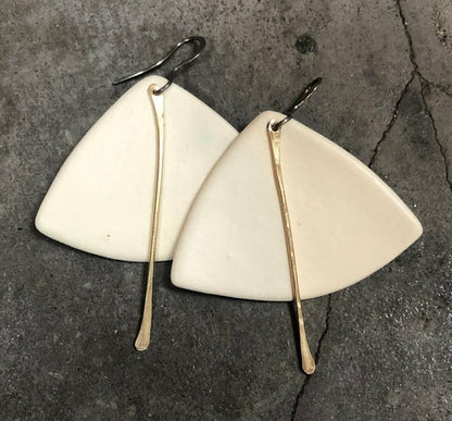 Lightweight Ceramic Boho Statement Dangle Earrings Handmade