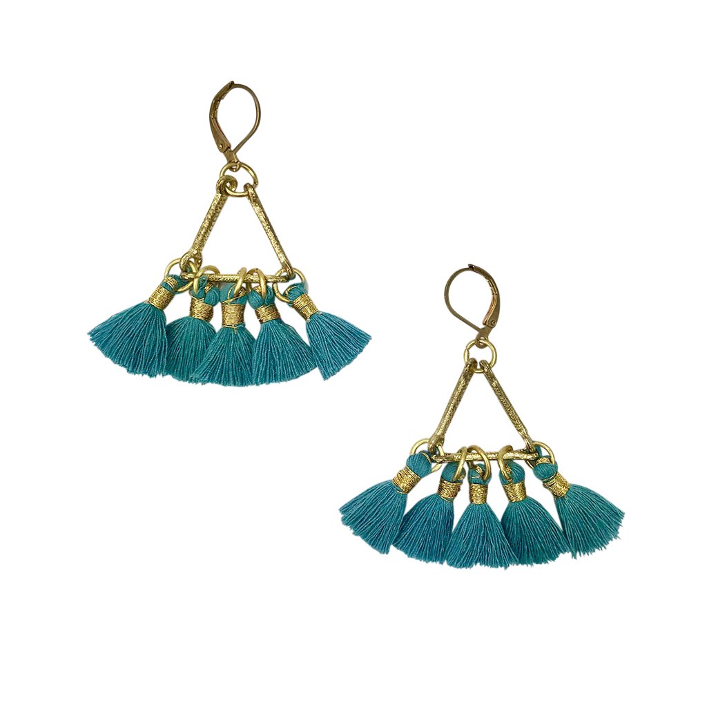 Lola Fan Tassel Earrings Boho Indian Cotton Tassels Zinc Alloy Handcrafted