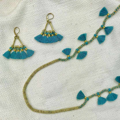 Lola Fan Tassel Earrings Boho Indian Cotton Tassels Zinc Alloy Handcrafted