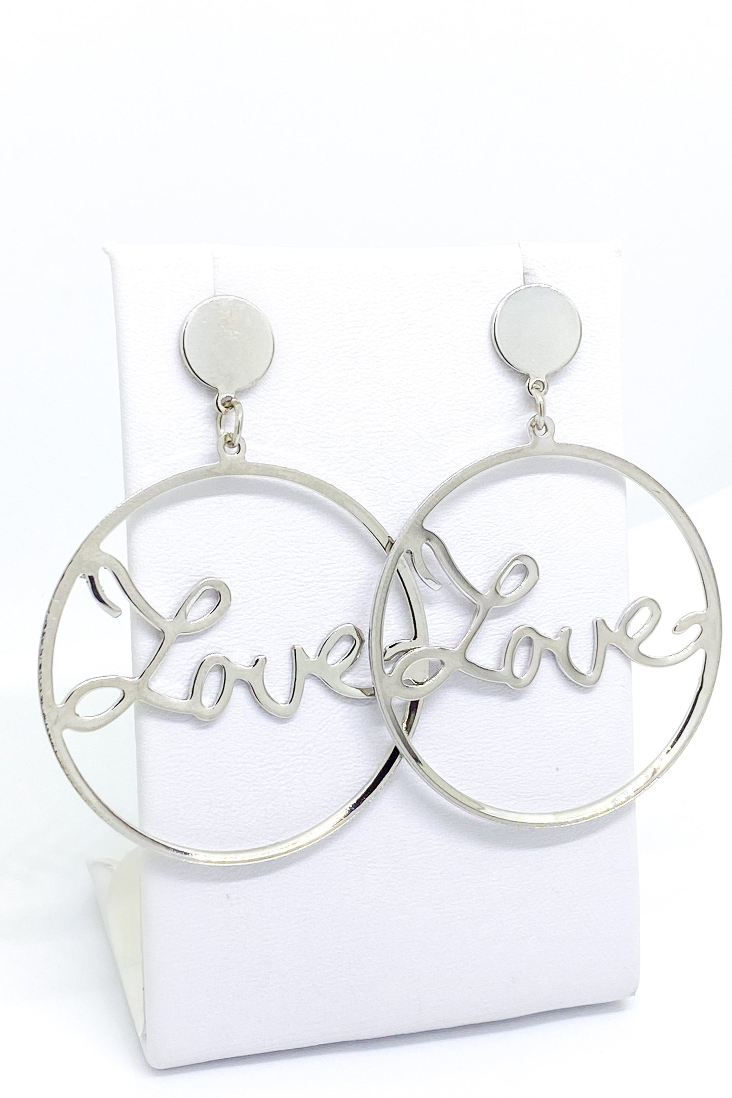 Love Dangle Hoop Earrings Gold Script Fashion Jewelry